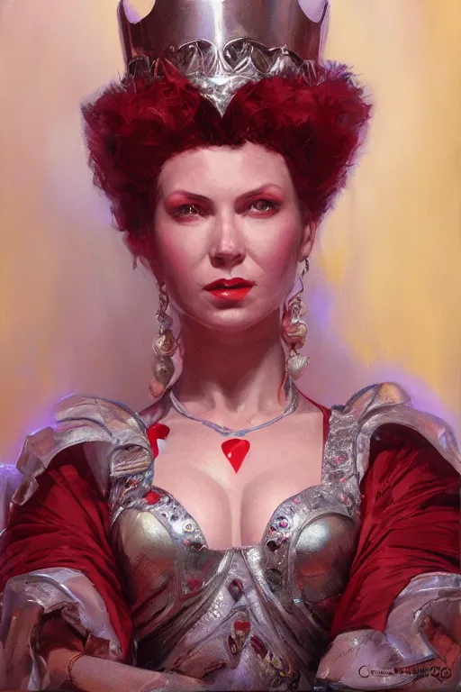 Image similar to Queen of Hearts, closeup character portrait art by Donato Giancola, Craig Mullins, digital art, trending on artstation