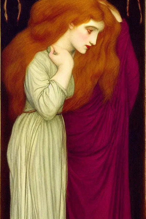 Image similar to poor girl, painting by rossetti detailed art,