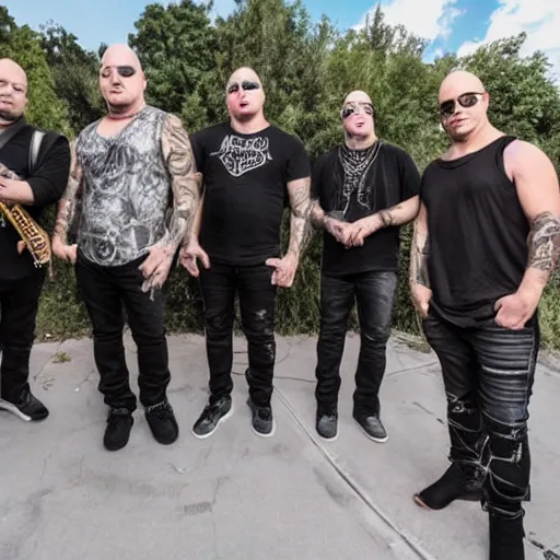 Image similar to the band disturbed playing a concert at a kids birthday party