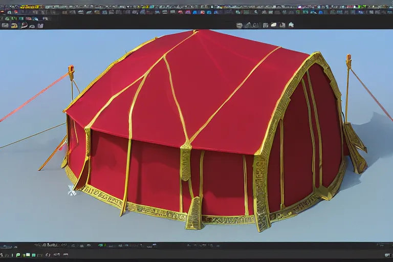 Image similar to 3d sculpt of a huge circus tent, artstaton, League of Legends, red dead redemption2, overwatch, digital illustration