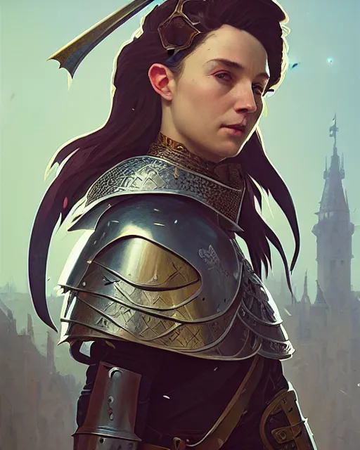 Prompt: highly detailed vfx portrait of a medieval knight, unreal engine, greg rutkowski, loish, rhads, beeple, makoto shinkai and lois van baarle, ilya kuvshinov, rossdraws, tom bagshaw, alphonse mucha, global illumination, detailed and intricate environment