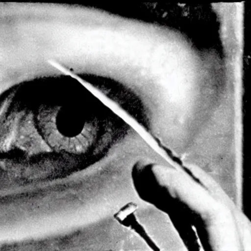 Prompt: slicing an eyeball, still photograph from the film un chien andalou ( 1 9 2 9 )