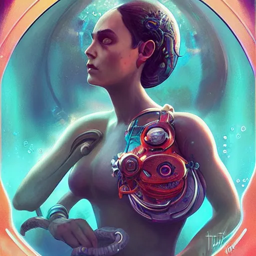 Image similar to lofi underwater biopunk artstation portrait, Pixar style, by Tristan Eaton Stanley Artgerm and Tom Bagshaw.