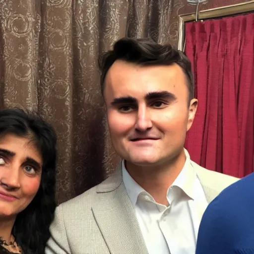 Prompt: charlie kirk visiting a gypsy so his face will be normal size