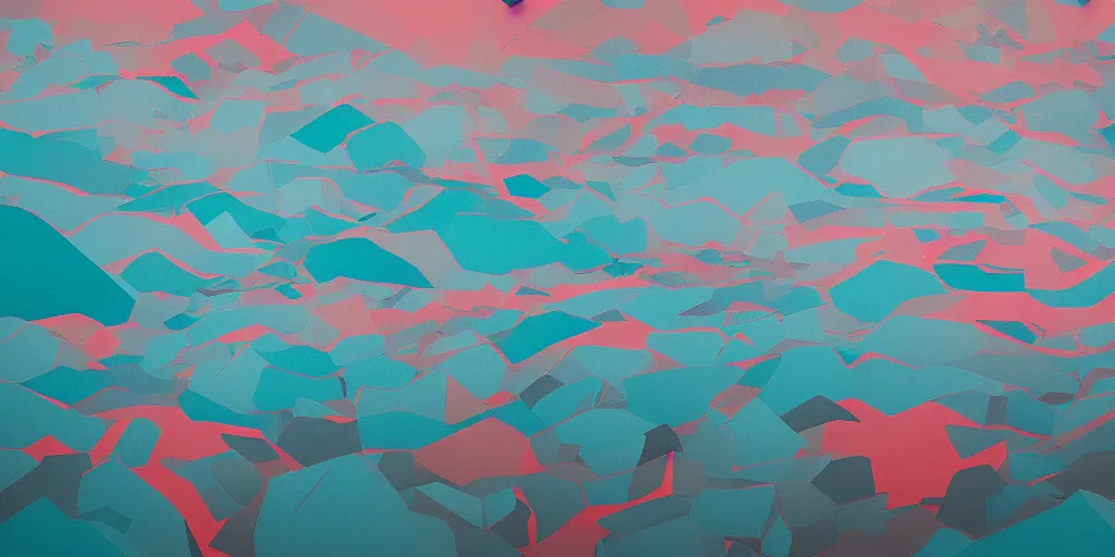 Image similar to abstract 3d landscape painting at noon by james jean and David Schnell painted in no mans sky style, redshift, octane