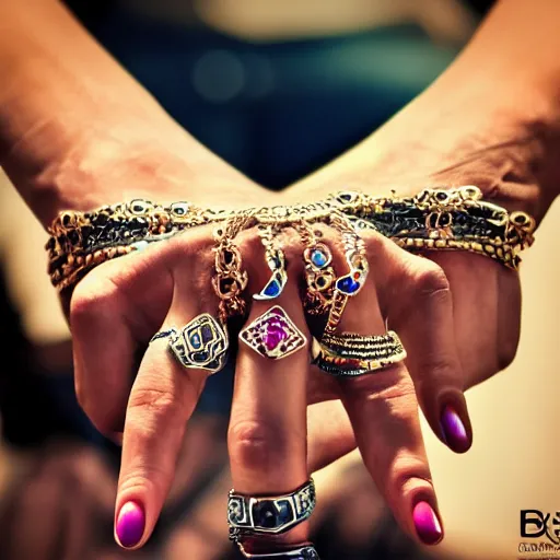 Image similar to Photo of a hand Jewellery model, bold, self confidence, cinematic,HDR,focus,