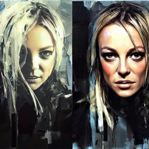 Image similar to britney spears and olivia wilde morphed together, hybrid, jeremy mann painting