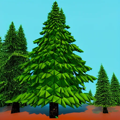 Prompt: Low poly pine tree