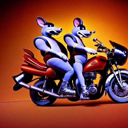 Prompt: uhd photorealisitc candid photo of the biker mice from mars. hyperdetailed, accurate, studio lighting. photo by annie leibowitz and steve mccurry