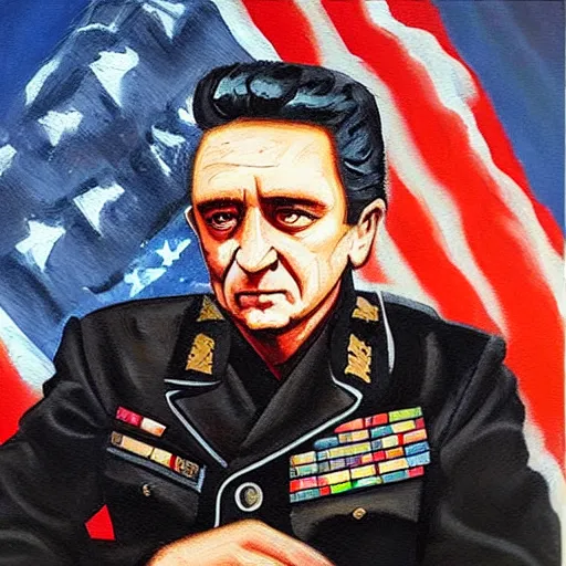 Image similar to “Oil painting of Johnny Cash as a World War 1 general, 4k”