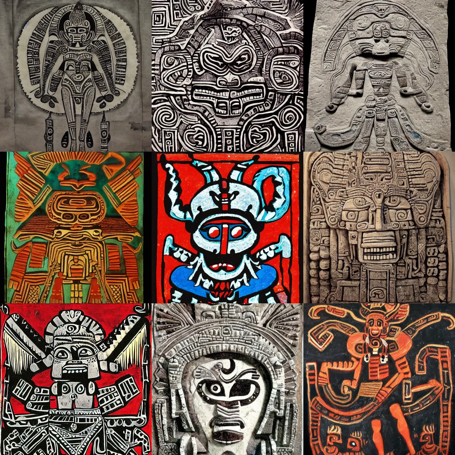 Prompt: Mayan art showing a demon