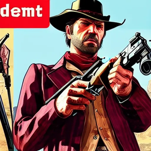Prompt: grand theft auto v in red dead redemption 2, gta v in rdr 2