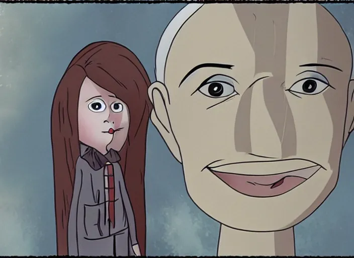 Prompt: still from animated horror movie, animated movie shot, love in denial
