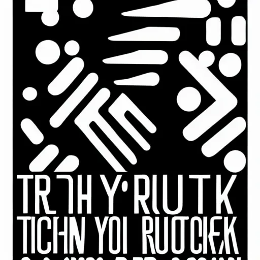 Image similar to black on white graphic poster for a techno party in style of david rudnick, eric hu, acid, y 2 k