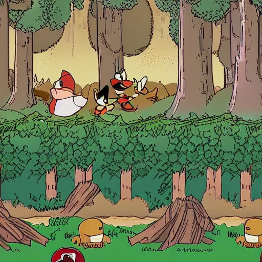 Prompt: forest in ducktales by disney