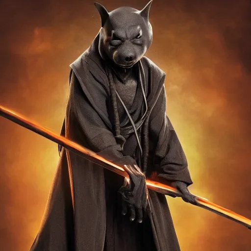 Prompt: a photo of master splinter as the grim reaper