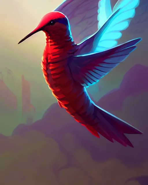 Image similar to hummingbird, dota matte painting concept art, official fanart behance hd artstation by james gilleard, jesper ejsing, lois van baarle, ilya kuvshinov