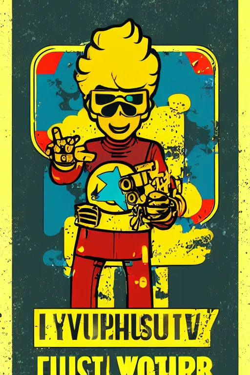 Image similar to fallout 7 6 retro futurist illustration art by butcher billy, sticker, colorful, illustration, highly detailed, simple, smooth and clean vector curves, no jagged lines, vector art, smooth andy warhol style