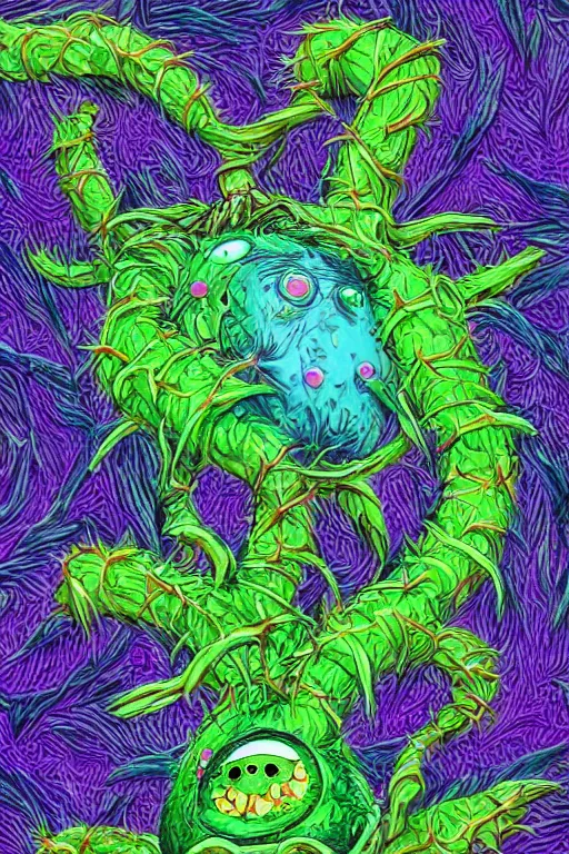 Image similar to creature sushi roots cactus elemental flush of force nature micro world fluo light deepdream illumination ray tracing hdr fanart arstation by sung choi and eric pfeiffer and gabriel garza and casper konefal