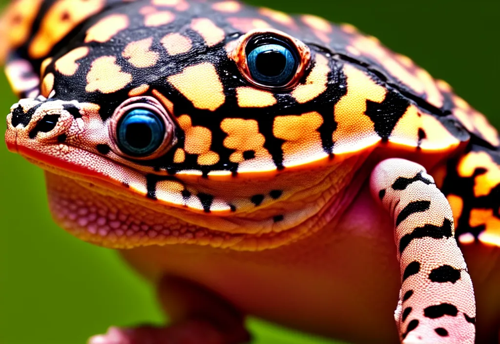Prompt: Photo of a lone young four legged New Zealand pink gecko tortoise facing the camera and looking at the viewer, still from a nature documentary, cute, nature photography, National Geographic, 4k, award winning photo