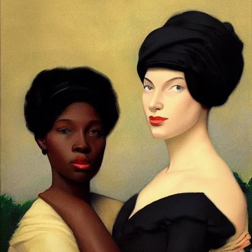 Image similar to French-Black-Royalty by Raphael, Hopper, and Rene Magritte. detailed, romantic, enchanting, trending on artstation.