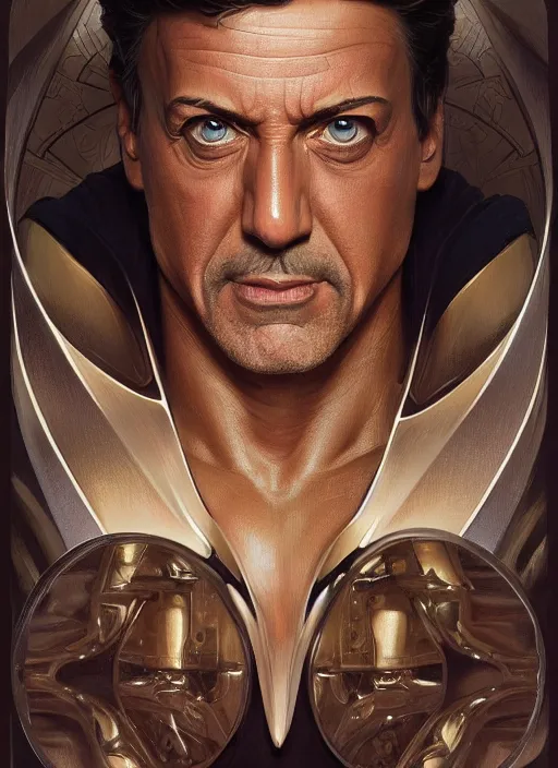 Prompt: symmetry!! silvester stallone, machine parts embedded into face, intricate, elegant, highly detailed, digital painting, artstation, concept art, smooth, sharp focus, illustration, art by artgerm and greg rutkowski and alphonse mucha, 8 k