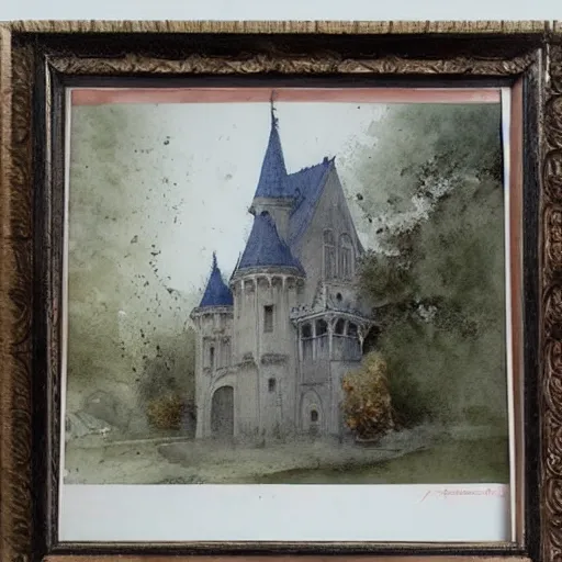 Prompt: (((((((watercolor sketch of Gothic revival castle gatehouse))))))) . muted colors. by Jean-Baptiste Monge !!!!!!!!!!!!!!!!!!!!!!!!!!!!!!!!!!!!!!!!