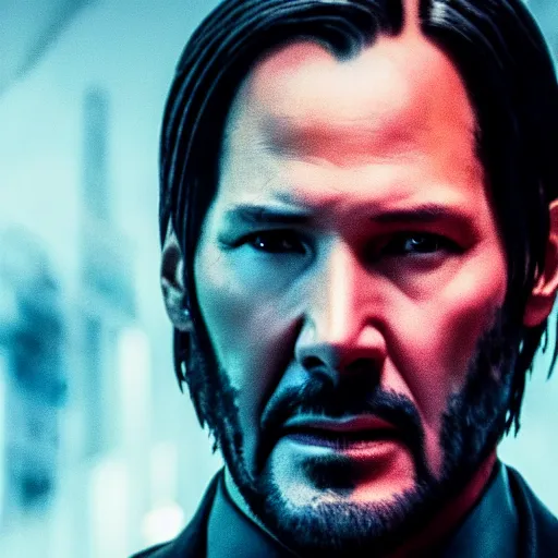 Prompt: a still of John Wick in Blade Runner 2049, 4k