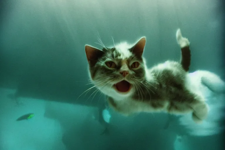 A Cat Swimming Underwater. an AI Generated Image of an Adventurous Feline.  Stock Illustration - Illustration of generated, domesticated: 274050281
