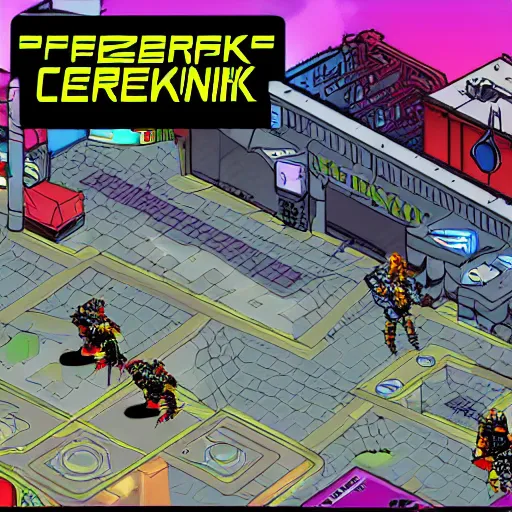 Image similar to Screenshot of Cyberpunk 2077 if it was a flash game on Newgrounds circa 2003, with poor vector art