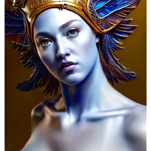 Image similar to hyperrealistic mixed media painting of beautiful goddess Athena, stunning 3d render inspired art by P. Craig Russell and Barry Windsor-Smith, perfect facial symmetry, dim volumetric lighting, 8k octane beautifully detailed render, post-processing, portrait, extremely hyper-detailed, intricate, epic composition, cinematic lighting, masterpiece, trending on artstation, very very detailed, masterpiece, stunning