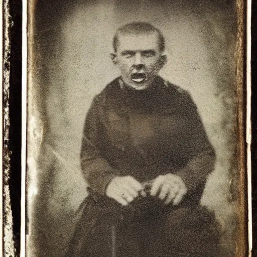 Image similar to tintype flash photo of a nightmare