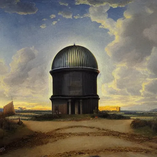 Prompt: Modern Spanish observatory painted in romantic style by Martinus Rørbye