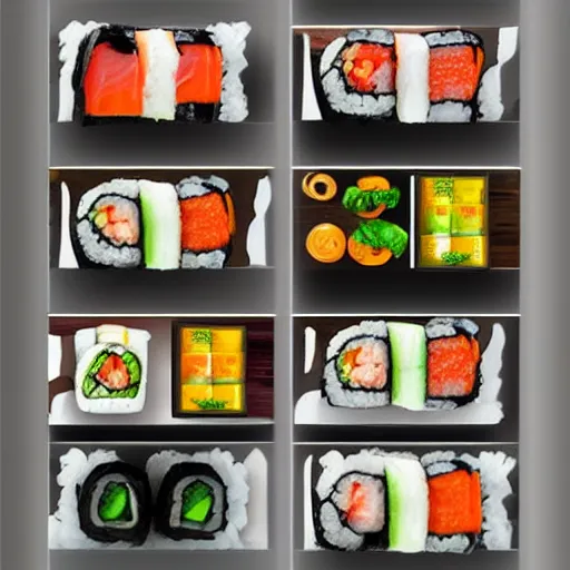 Prompt: fusion sushi menu,promotional,studio lighting,high quality