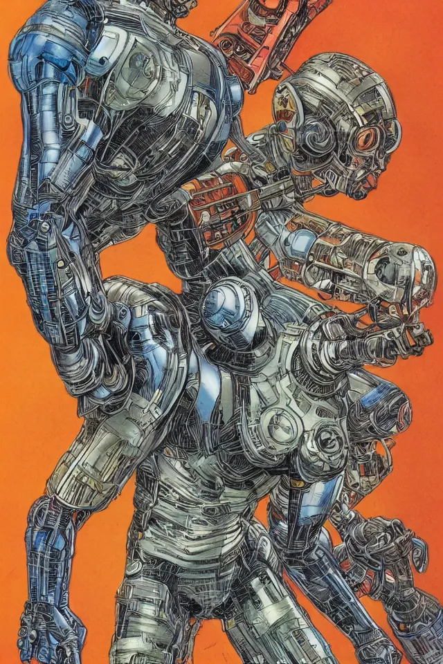 Prompt: Marvel comic book illustration, portrait of Machine Man, color pencil concept art by Barry Windsor-Smith, sci-fi, Trending on Artstation HQ, deviantart