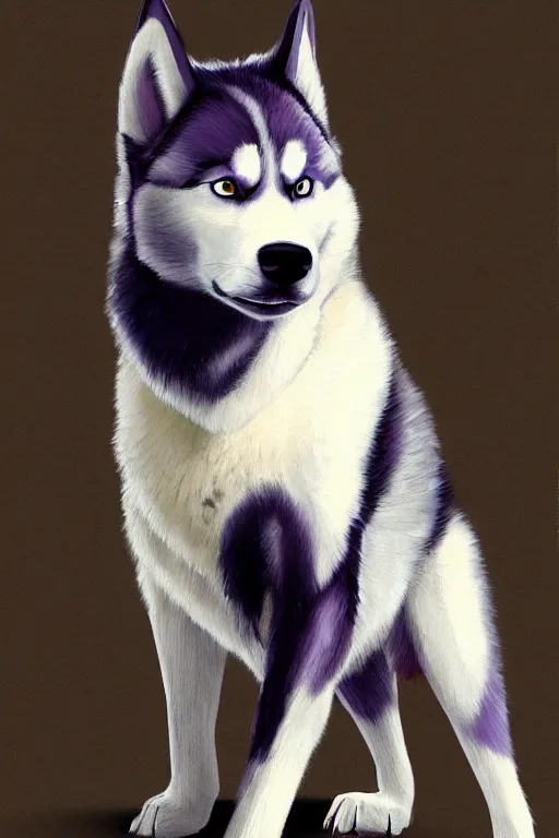 Prompt: a character design of a husky wearing a white vest, portrait painting, furry, humanoid, anthropomorphic, personify, anime