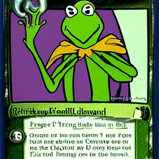 Image similar to kermit the frog as a magic the gathering card