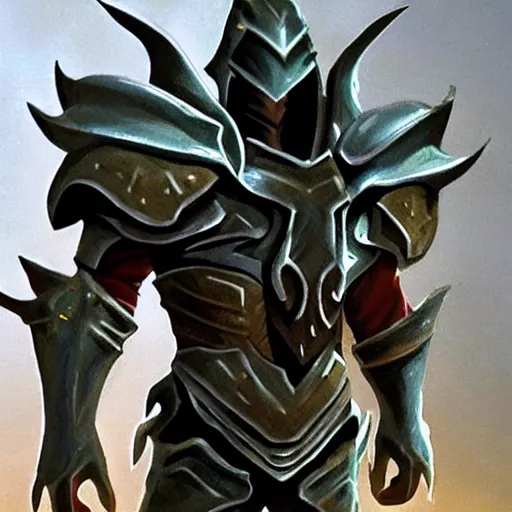 Prompt: animated armor that looks like karn the great creator, style of magic the gathering, dungeons and dragons, fantasy, intimidating