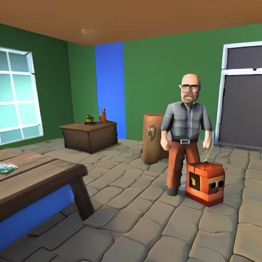 Prompt: Screenshot of walter white in roblox, hd