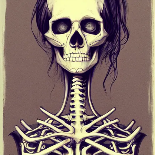 Image similar to skeleton portrait by james jean and Jason Chan