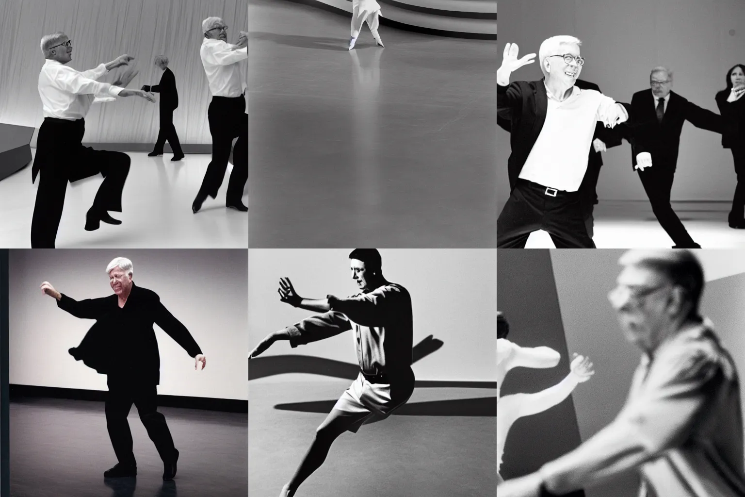 Prompt: Peter Eisenman dancing