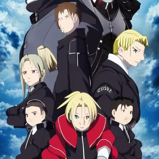 Movie poster of The Full Metal Alchemist Brotherhood,, Stable Diffusion