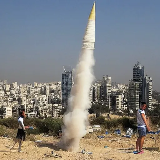 Prompt: tel aviv under rocket attack