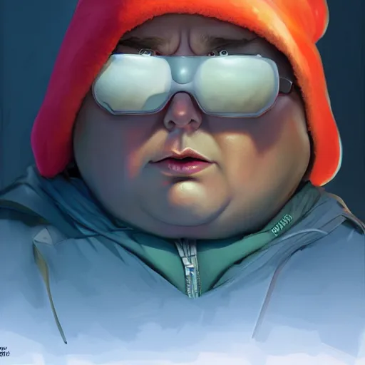 Image similar to Eric Cartman, portrait, highly detailed, digital painting, artstation, concept art, sharp focus, illustration, art by artgerm and greg rutkowski and alphonse mucha