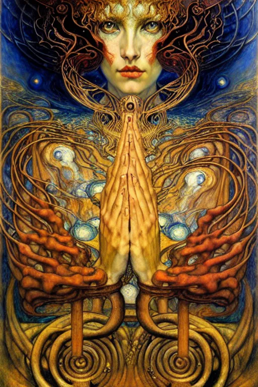 Image similar to Divine Chaos Engine by Karol Bak, Jean Delville, William Blake, Gustav Klimt, and Vincent Van Gogh, symbolist, visionary