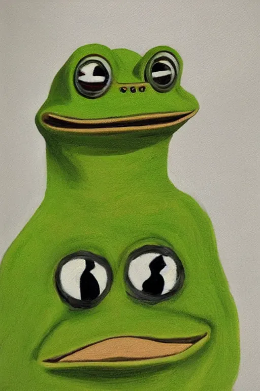 Image similar to a portrait of Pepe the Frog by Elin Danielson-Gambogi,