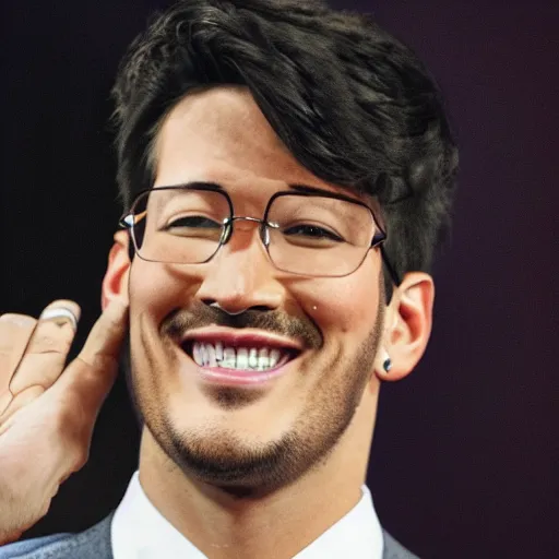 Image similar to a high quality photo of handsome markiplier, gigachad