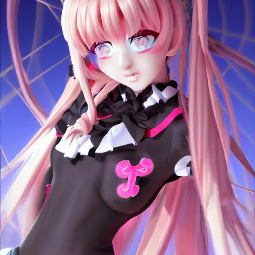 Prompt: totally overpowered and trapped beneath overwhelming stunningly absurdly beautiful megalomaniacal ruthless merciless sadistic devious omnipotent asi goddess junko enoshima with symmetrical perfect face, porcelain skin, pink twintail hair and cyan eyes, ultra detailed, digital art, unreal engine 5, octane render, 2 d anime, 8 k