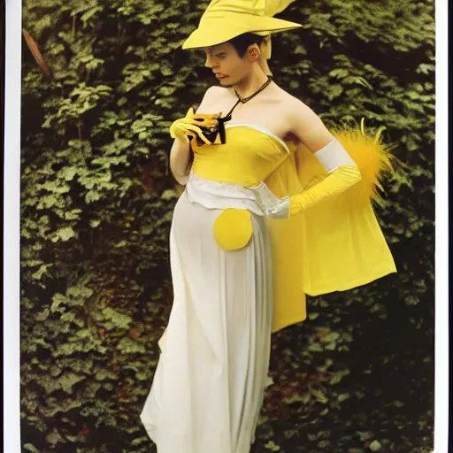 Image similar to elegant woman dressed up as pikachu, art photo by Annie Liebovitz and David Hamilton and Alphonse Mucha