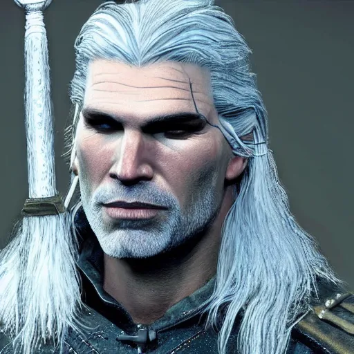 Image similar to anson mount as geralt, photorealistic